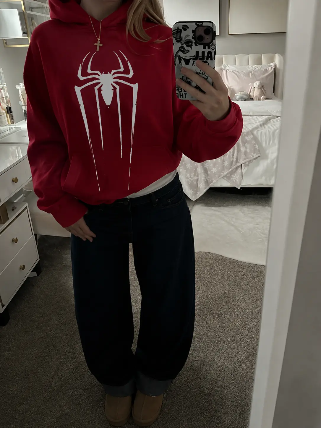 Spider Graphic Hoodie, Minimal Grunge Insect Logo Shirt, Edgy Aesthetic Hoodie for Women Streetwear