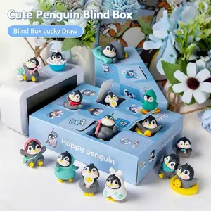 Cute Penguin Blind Box Fun Toy Set, Lottery Game, 12 Pieces Per Box, Perfect for Kids' Entertainment and Gifts