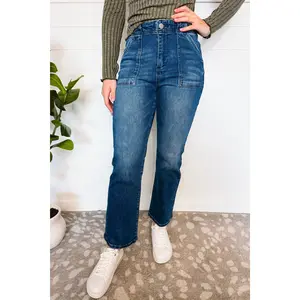 Addie High Rise Ankle Flare Risen Jeans - Dark Wash