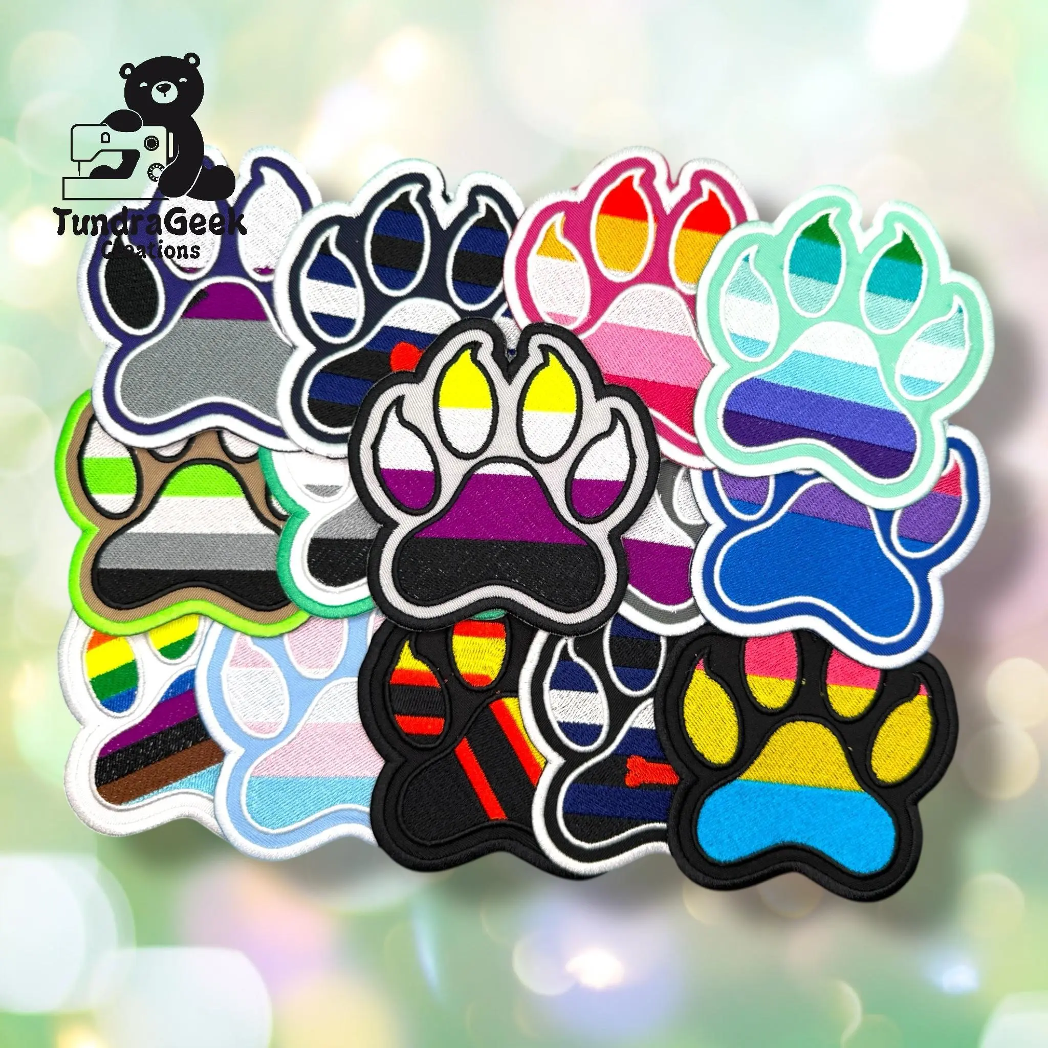 Pride Paw Patch | Embroidered Sew-On Patch | LGBTQ Pride Patch | Furry Pride | Iron-On Backing