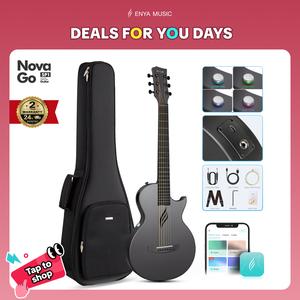 【Play Anywhere】Enya NOVA GO SP1 Carbon Fiber Travel Guitar 35" Acoustic Electric with Smart AcousticPlus Technology Built-in Effects USB Recording Bluetooth Speaker Beginner Bundle Gig Bag Accessories 24-Hour Shipping 2-Year Warranty DealsForYouDays
