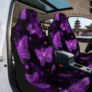 2pcs, Elegant Neon Purple Butterflies Design Front Seat Covers, Perfect Fit for Single Front Car Seats, Enhances Car Interior with Front Seat Makeover, Thoughtful Present for Anyone Who Drives Often, Car Seat Decorative