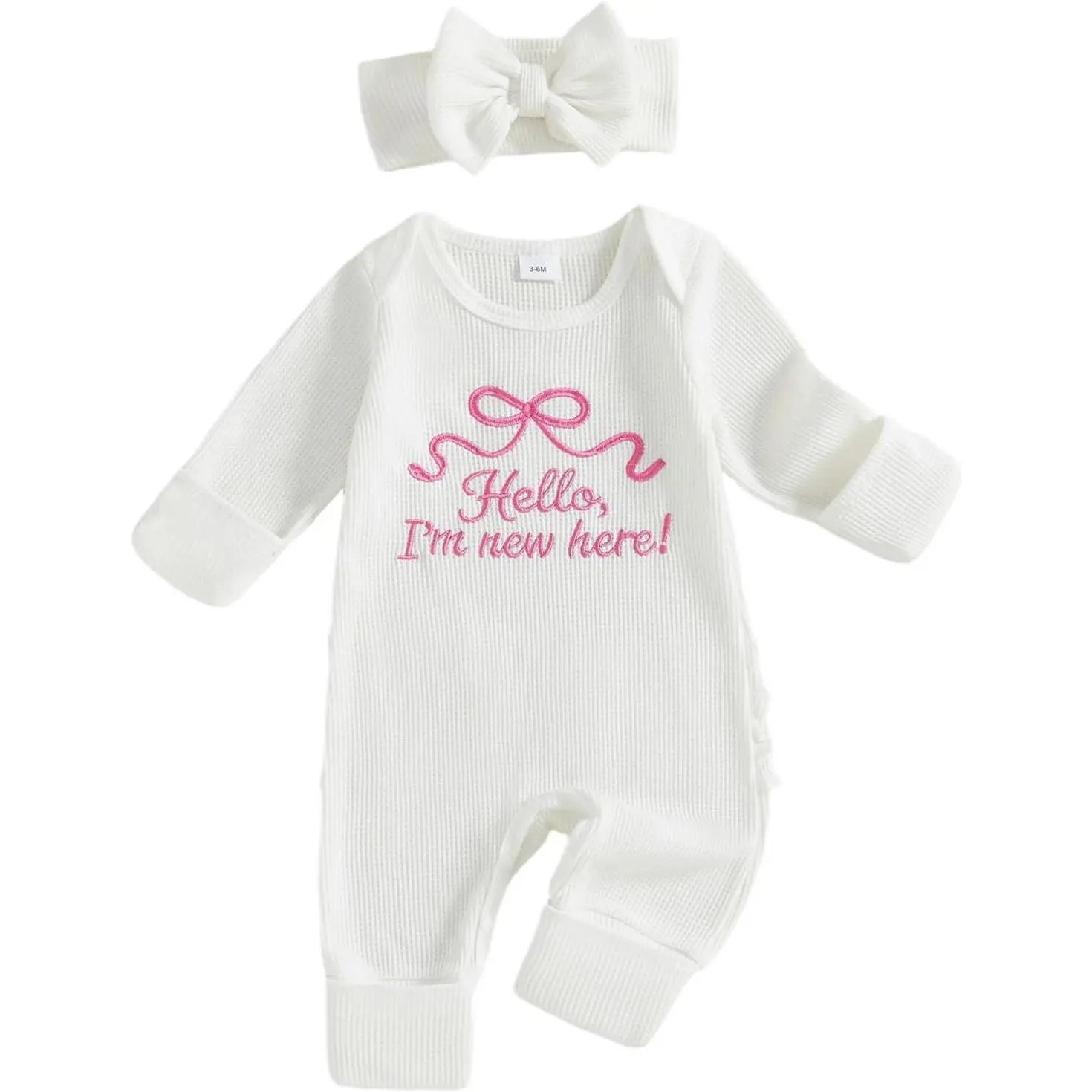 Baby Girl Winter Clothes Newborn Preemie Going Coming Home Outfit Ruffle Mitten Sweater Romper Cute Knit Jumpsuit