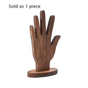 Sold as 1 Piece Hand Shape Wooden Ring Holder Stand, Unique Jewelry Display for Rings, Bracelets & Accessories, Elegant Jewelry Storage Organizer