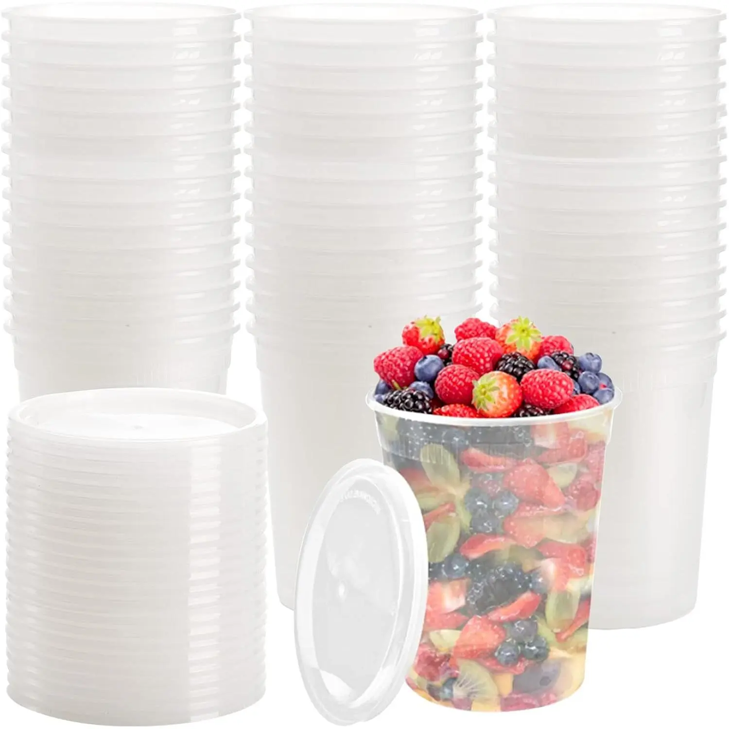 Set of 50 Plastic Deli  Containers with Lids - 32 Oz  Storage Containers Freezer Deli Cups for Soup, Party Supplies, Meal Prep and Portion Control