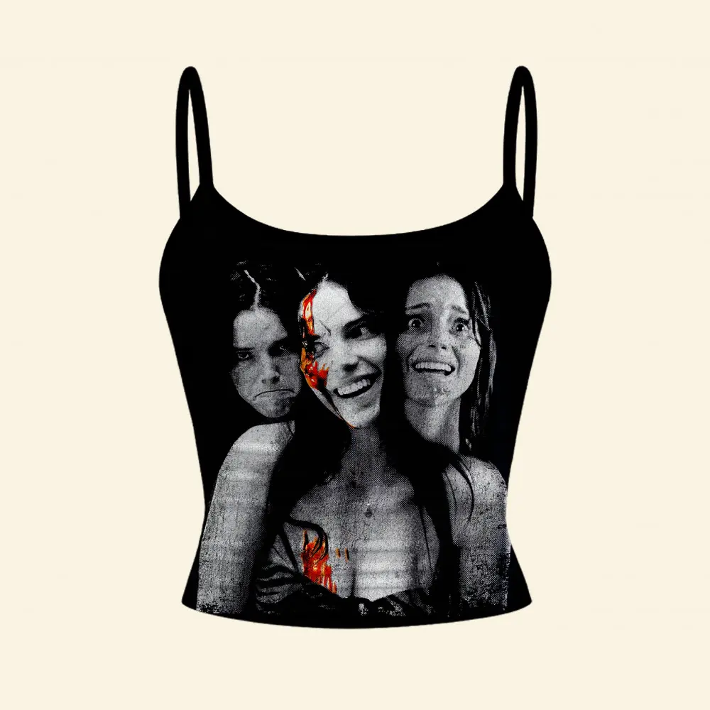 Obsession Movie Spaghetti String Tank Top, Women Slim Fit Contrasting Colors Tank Top Halloween Scary Costume Womenswear