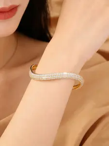 Women's Fashion Jewelry Bracelet, Irregular Wave Design, Micro Zirconia Inlay, Daily Wear Accessory, Versatile Ladies' Gift