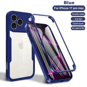 For IPhone 17 Air 16 15 13 12 11 17 Pro Max 14 Plus Phone Case 360 Shockproof Dual-layer Protection Transparent TPU Full Cover