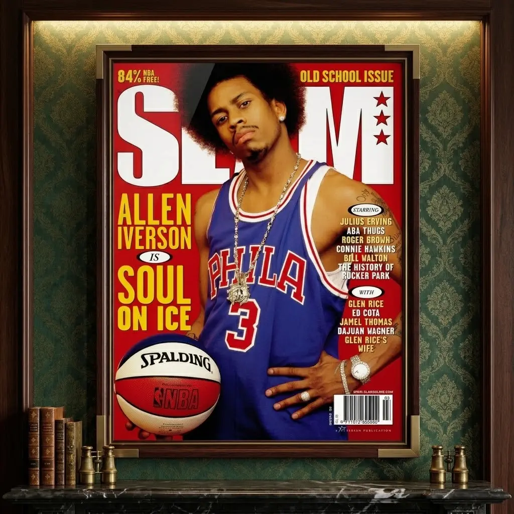 Allen Iverson Basketball Poster, Vintage Cover Style Wall Art Print, Old School Sports Decor, No Frame