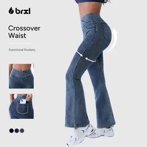 BRXL Stretchy Jeans for Women Flare Jeggings Leggings with Pockets Bell Bottom Crossover Pants Bootcut Denim It#Streetwear #outdoorfun#Summervibes-2