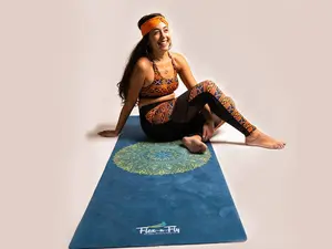 Flex-N-Fly Blue Rise 2.0 Yoga Mat - 3mm Eco-Friendly Machine-Washable with Knee Cushioning 1730x610mm for Beginners