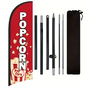 Popcorn Shop Flag, Popcorn Flag Used In Popcorn Shop,Polyester Advertising Flag for Popcorn Shop, with Flag Pole and Ground Stake, Popcorn shop sign, Popcorn banner decoration flag, Popcorn outdoor advertising promotion