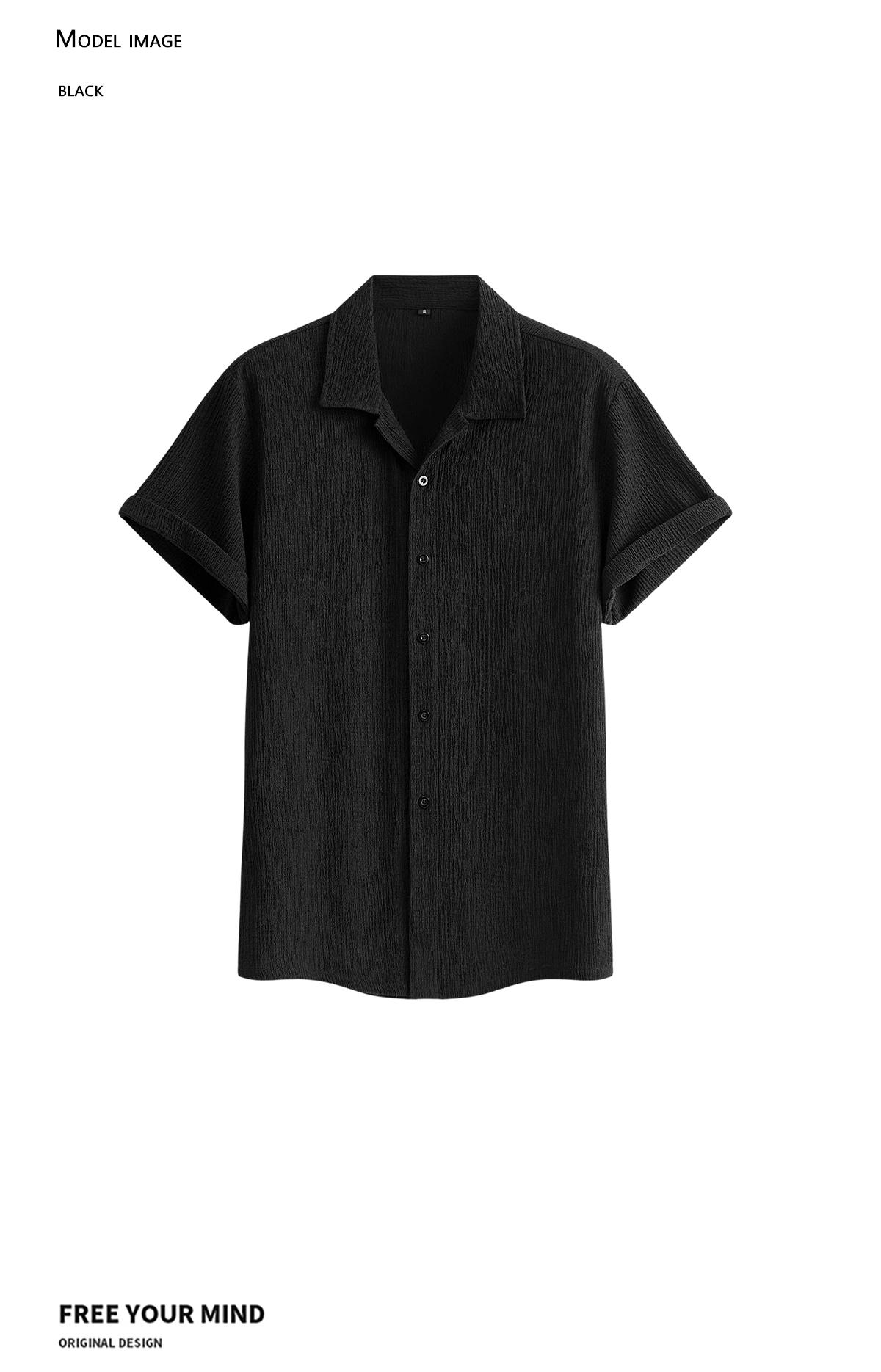 2-pack men’s summer short-sleeve shirts: men’s short-sleeve shirt, men’s shirt. Textured checkered short-sleeve shirt with button design; loose fit, turn-down collar, solid color, lightweight and breathable. Available in multiple colors—solid and versatil