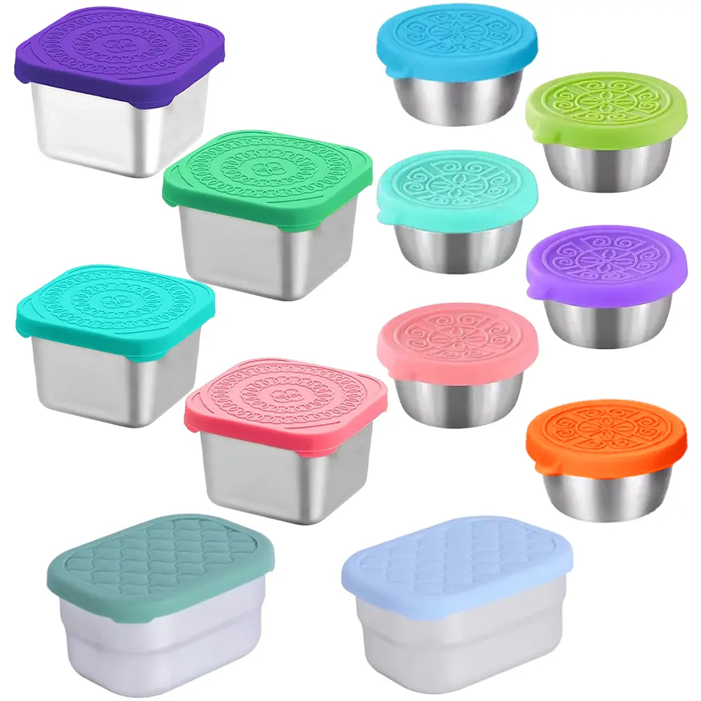12 Packs Stainless Steel Snack Containers with Lids, Small Leakproof Reusable Salad Dressing Container to Go for Lunch Boxes, Sauce containers, Picnics, Travel Meal Prep and Kitchen Storage