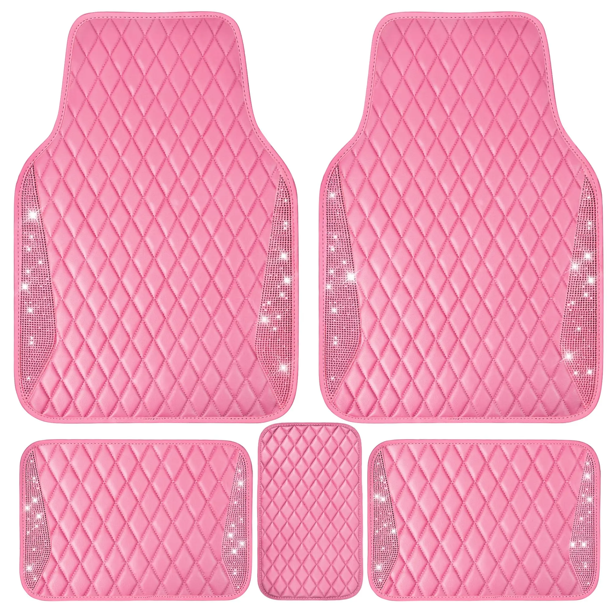 Pink Leather Diamond Car Floor Mats