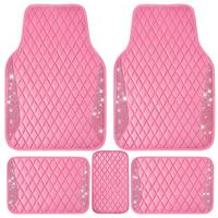 Pink Leather Diamond Car Floor Mats