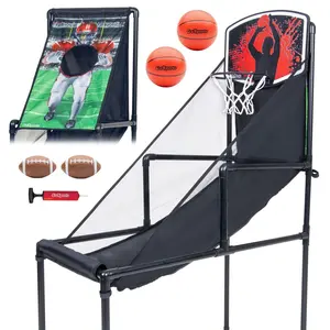 GoSports 2 in 1 Basketball & Football Toss Arcade Game - Indoor & Outdoor Toy Hoop for Kids Ages 3-8