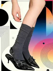 Women's Deep Casual Streetwear Knee-High Socks, Versatile Elegant Fashion Footwear for Daily Wear & Showcases, Comfortable Mid-Calf Design