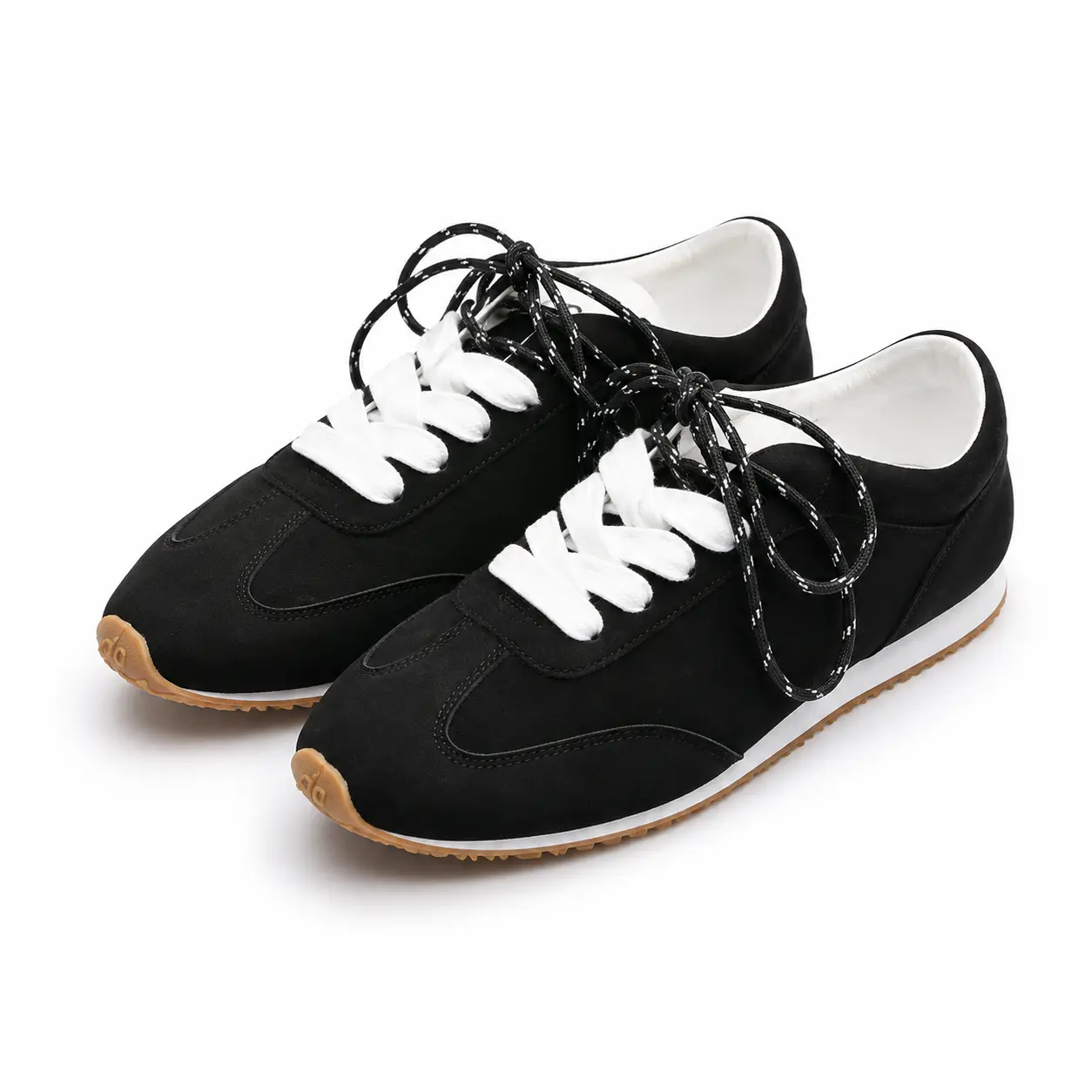Men’s Black Suede Low Top Lace-Up Sneakers with Spike Toe, Durable Non-Slip Rubber Sole Casual Trainers for Everyday Wear & Outdoor Use