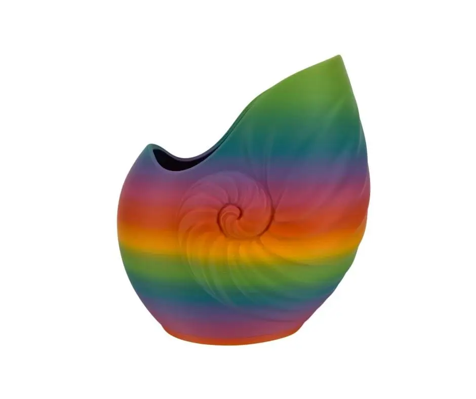 Nautilus Planter: Spiral Shell Succulent Pot in Matte Rainbow