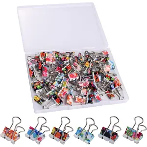 60 count Small Binder Clips3/4 Inch, Floral Cute Binder Clips, Small Paper Clips for Office, Standard Size