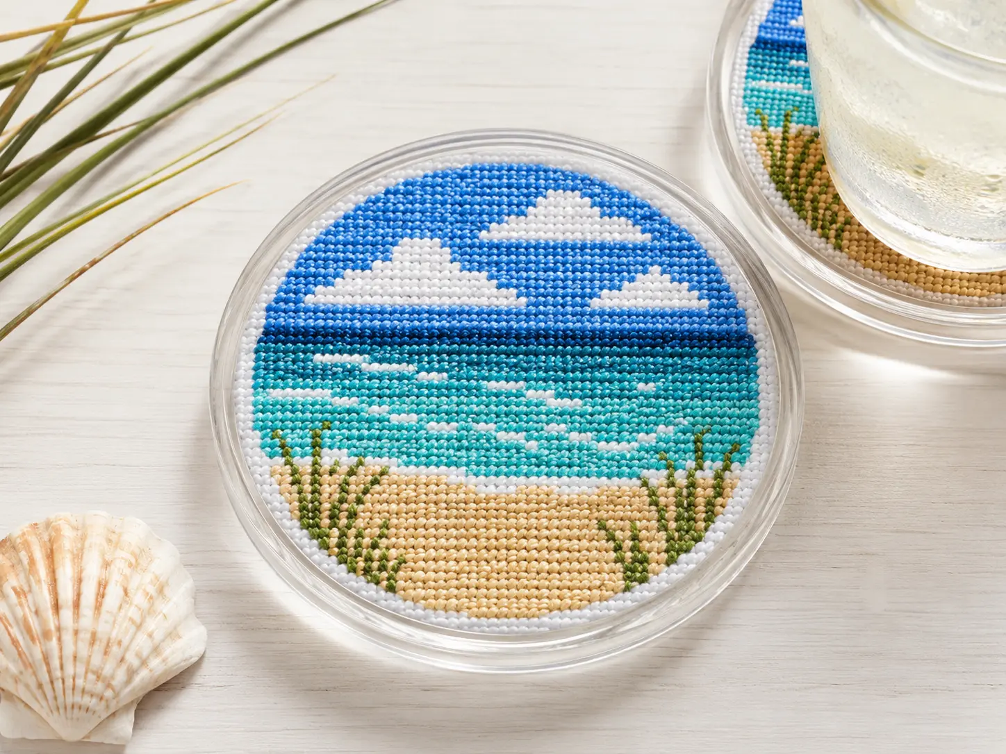 By The Ocean Canvas  4x4 inch design on 14 count mesh
