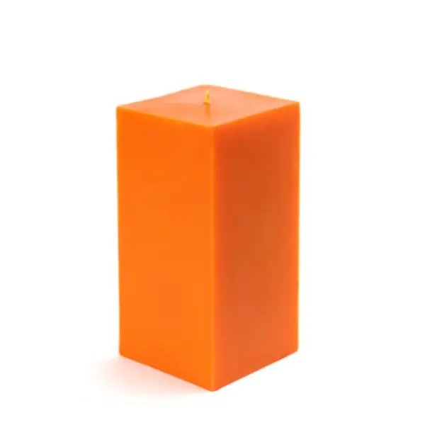 Unscented Smokeless 3x6 in. Square Pillar Candle, Orange Household Home Decor Accent for Weddings & Supplies, Room Decor, 3 X 6 In