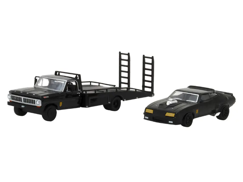 1972 Ford F-350 Ramp Truck w/ Last of the V8 Interceptors 1973 Ford Falcon XB Diecast 1:64 Scale Model - Greenlight 29925