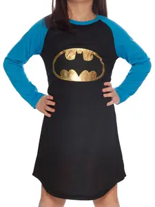 DC Comics Girl's Batman Batgirl Gold Foil Pajama Nightgown Sleepwear Loungewear