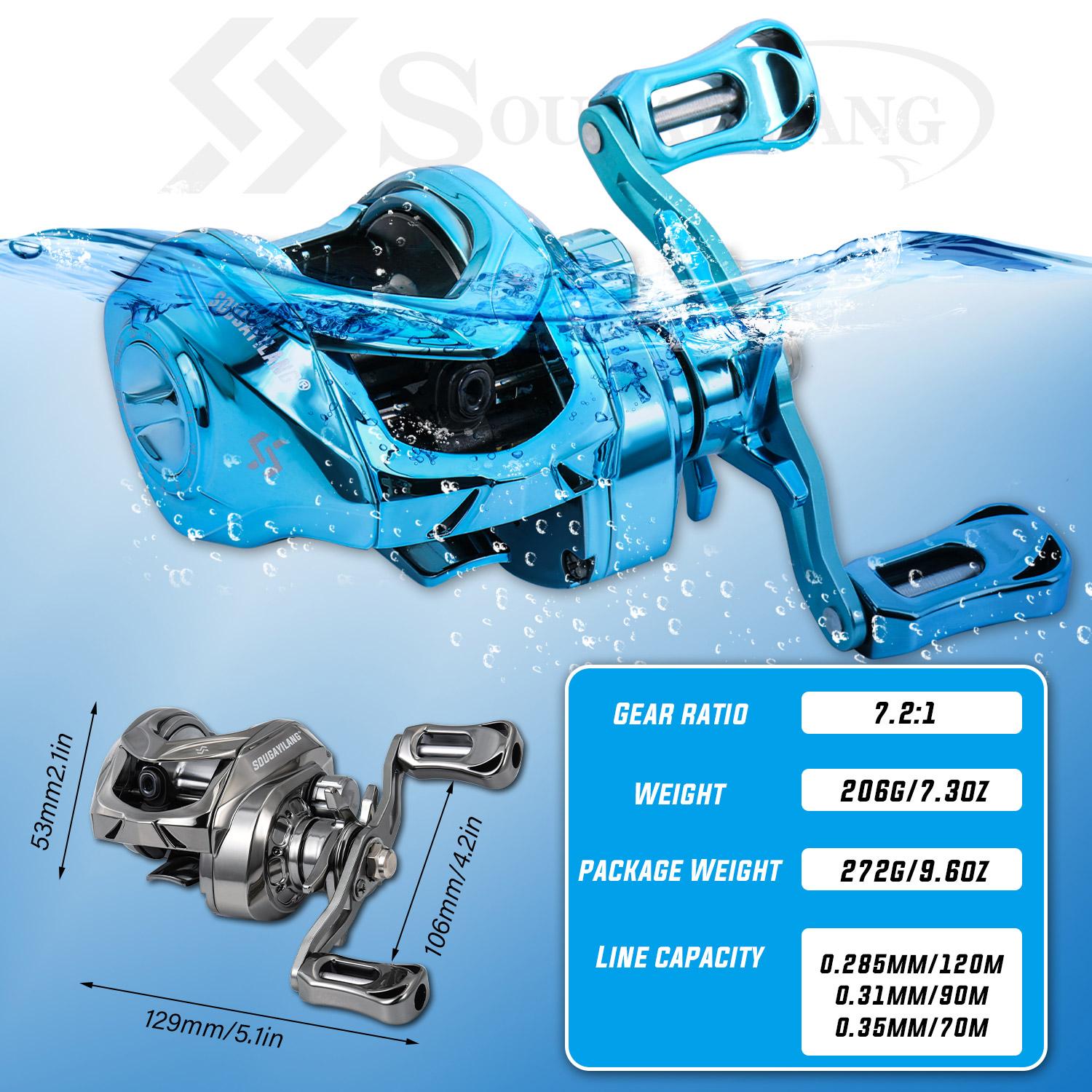 Sougayilang Baitcasting Reel 7.2:1 Gear Ratio with Magnetic Braking System, Single Piece Fishing Reel Outdoor Sports Fishing Products