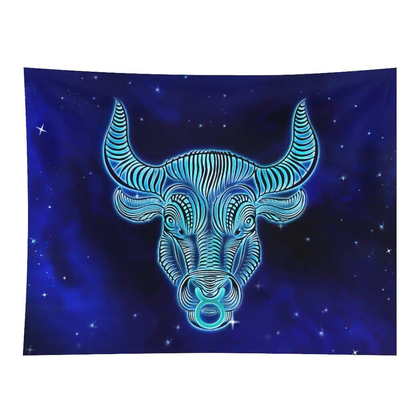 Taurus Zodiac Tapestry Blue Celestial Bull Wall Decor