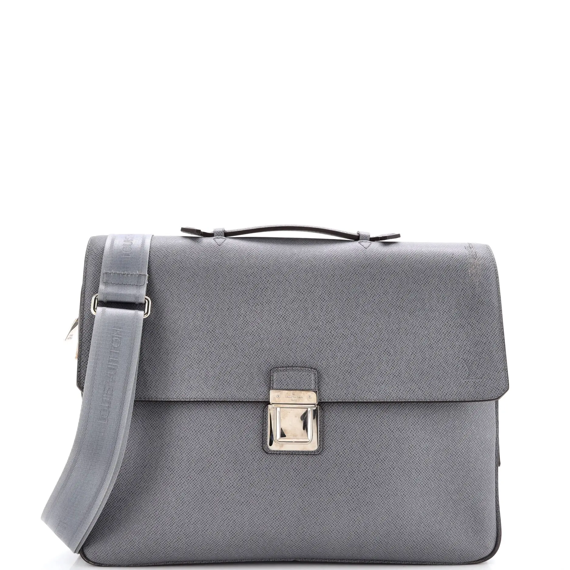 Pre-owned Louis Vuitton Leather Top Handle Bags Vassili Handbag Taiga PM by Rebag