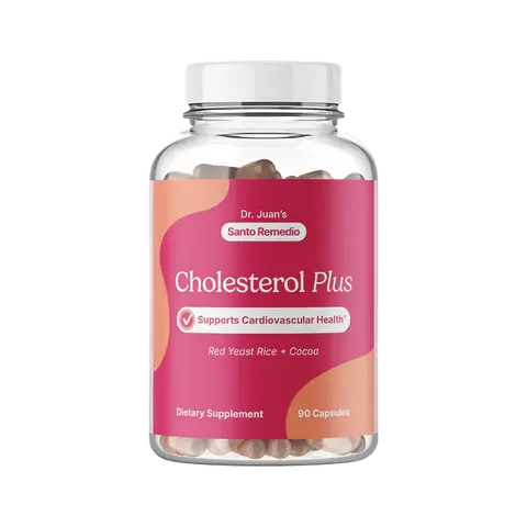 Santo Remedio Cholesterol Plus, Dietary Supplement with Red Yeast Rice & Cocoa, Supports Cardiovascular Health, Gluten-Free, Non-GMO, 30 Servings