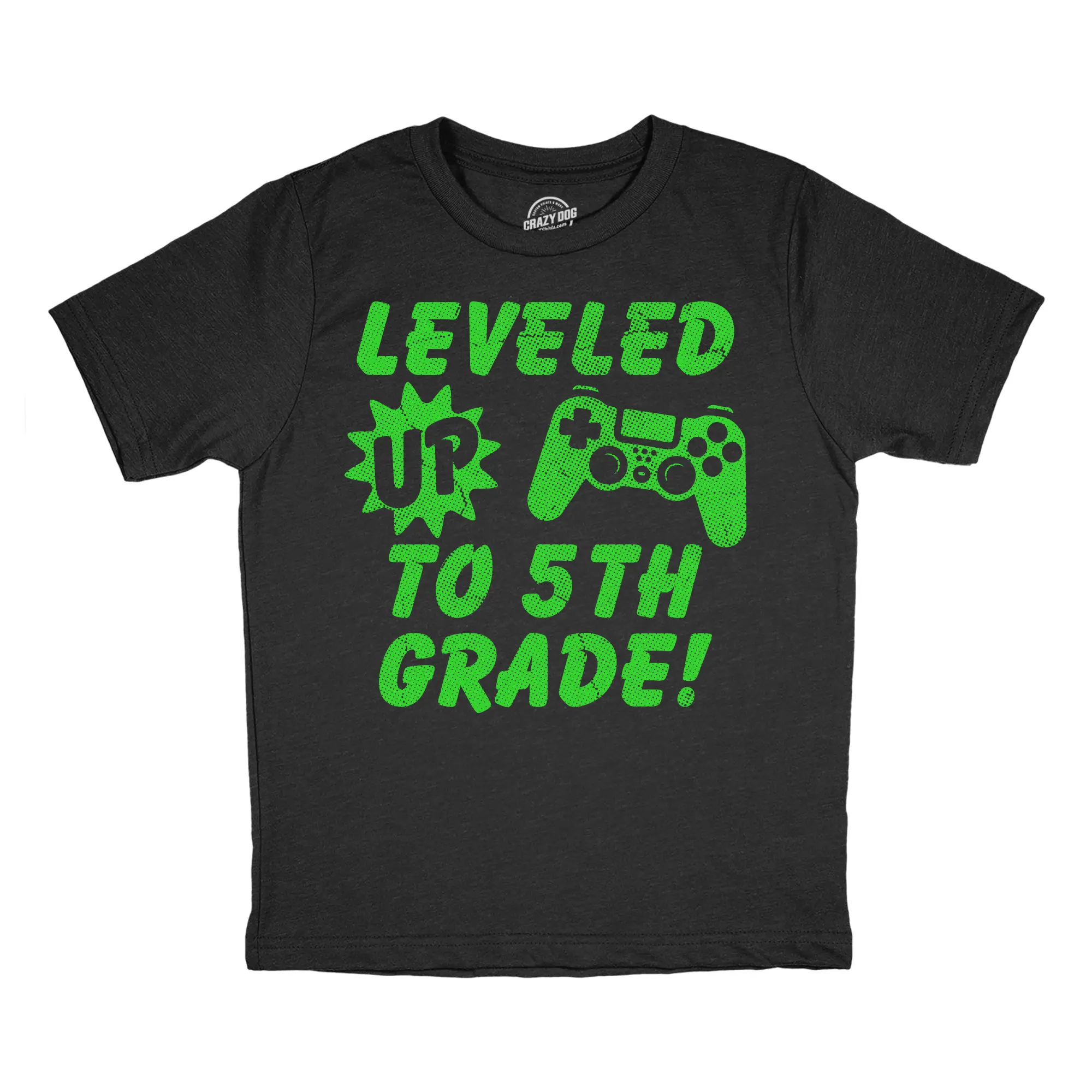 Youth Funny T Shirts Leveled Up to 5th Grade Sarcastic Video Game Graphic Novelty Graduation Tee for Kids Funny T Shirts Funny Gamer Short Sleeve Novelty Tees for Kids Black -