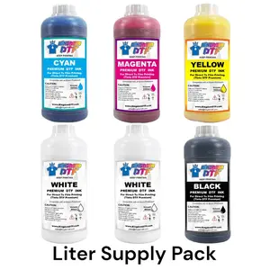 DTF Ink Liter Supply Pack - CMYK + 2 White
