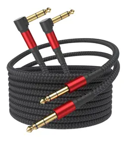 1/4 Inch  TRS Guitar  10 ft 2-Pack, Instrument  Guitar AMP Cord Straight to Right Angle 6.35mm Male to Male Stereo Audio  for Electric Guitar, Bass, Amplifier, etc.