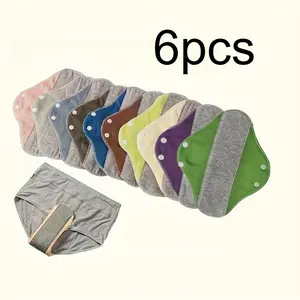 6pcs set of acrylic fabric, graphene pads, reusable, leak-proof, sanitary urine protection pads, menstrual and care