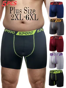 Men's Plus Size Briefs Set, Fashionable Waistband Design, Mid-Waist Breathable Underwear, Comfortable Elasticity, Gym & Casual Wear