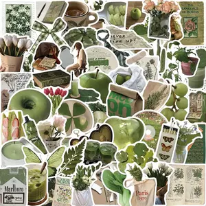 Olive Green Theme Sticker, 62/1240pcs Creative Pattern Sticker, DIY Decorative Sticker for Scrapbooking, Journaling, Gift Wrapping, Adhesive Stickers, Sticker Packs