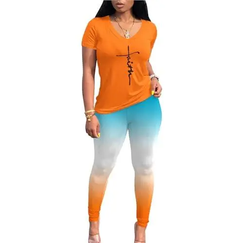 Orange White Blue Print