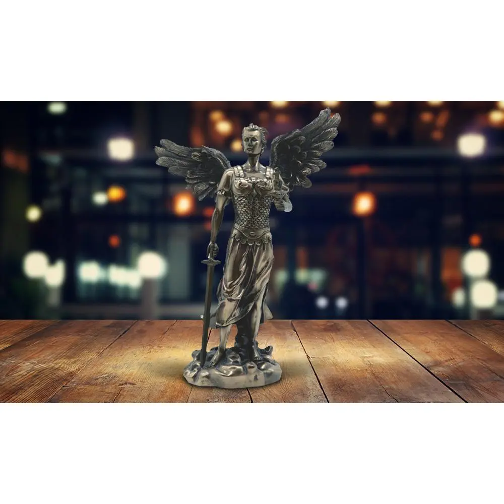 12"H Bronze Archangel Jehudiel Statue Saint Jegudiel The Angel of Work Holy Figurine Religious Decoration