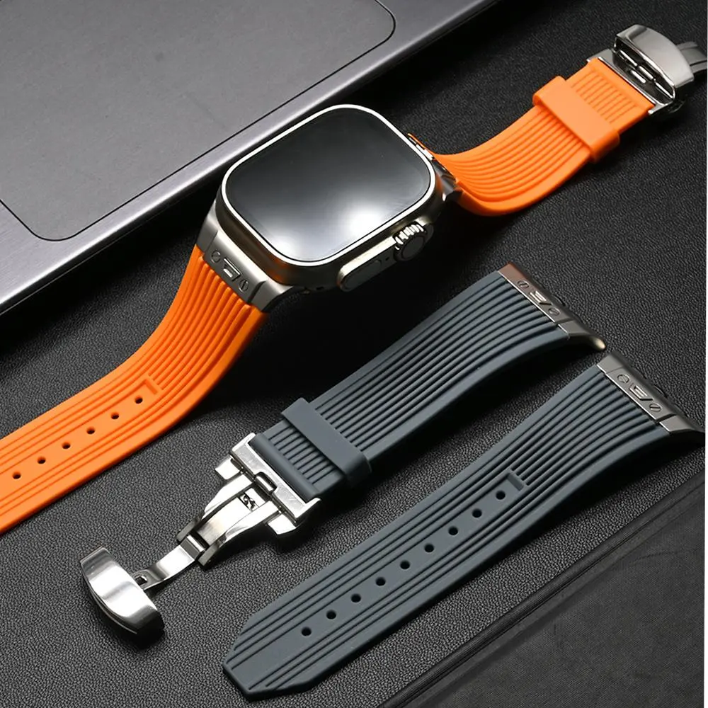 Silicone Watch Band, Sports Watch Band for Apple Watch Ultra 2/1 Series 10 9 8 7 6 5 4 SE, Smart Watch Accessories for Men, Smartwatch Strap, Smartwatch Compatible Bands