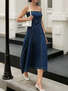 Elastic Wash Fashion Comfortable Braless Denim Dress, Stretchy Fabric for All Seasons, Perfect for Outings & Dates