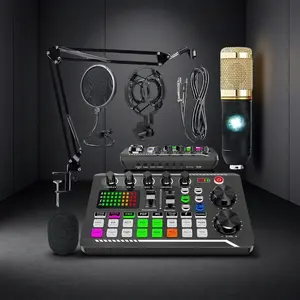Podcast Equipment Bundle with Soundcard and Voice Changer, Audio Interface for Live Streaming and Vlogging, Perfect Recording Studio Package