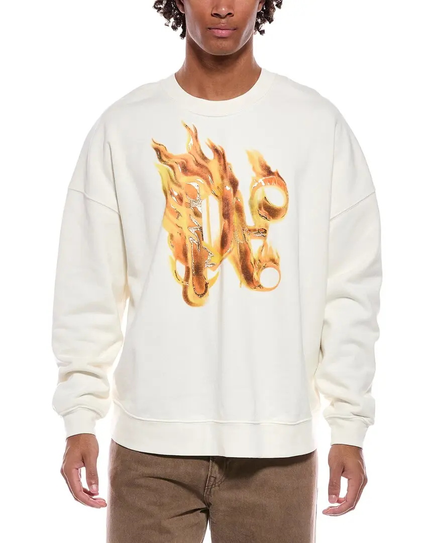 Palm Angels Burning Monogram Crewneck Sweatshirt