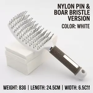 Anti-Tangle Hair Brush for Curly & Straight Hair| Detangling Nylon Pin Scalp Massage Comb
