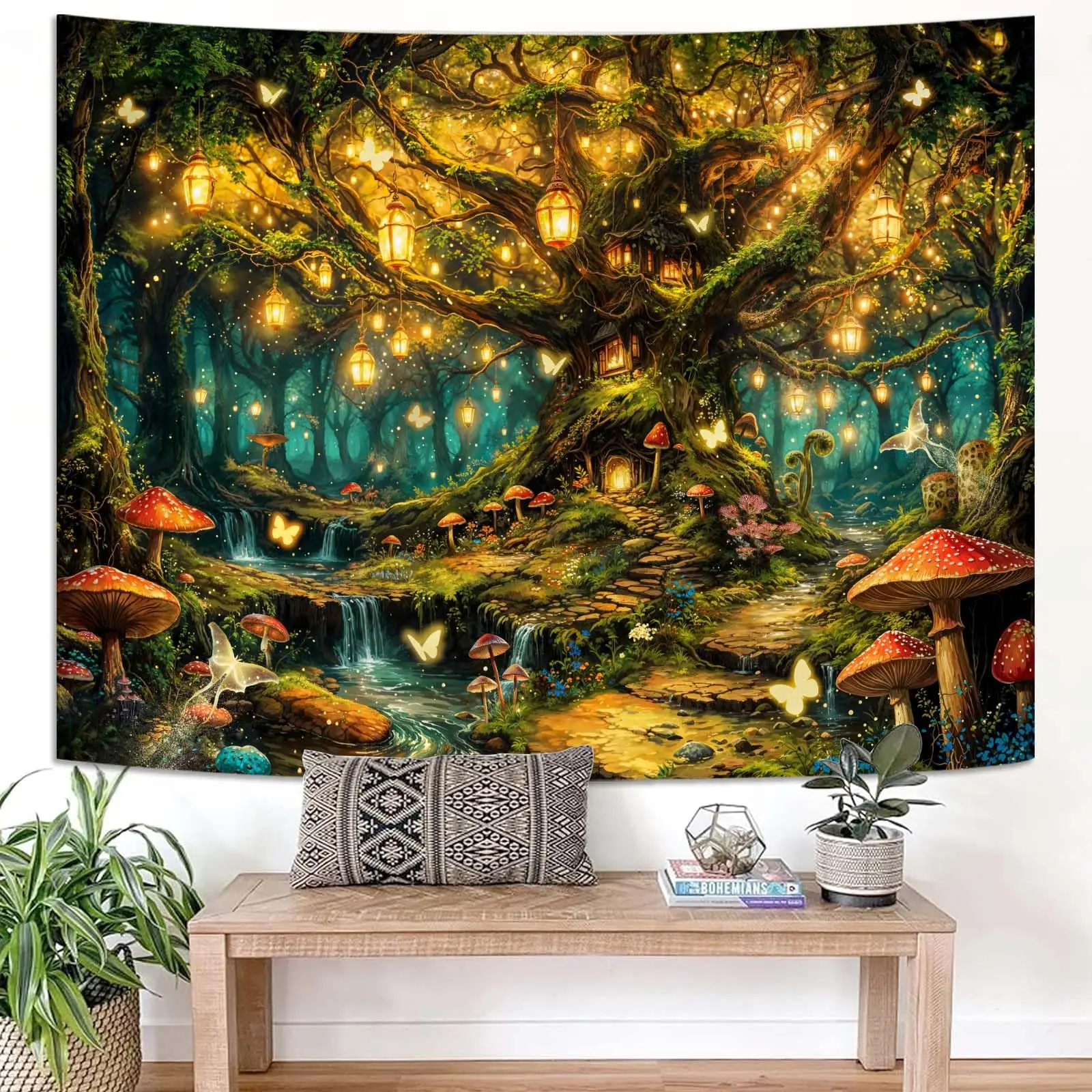 Decorative Tapestry Wall Hanging, 1 Piece Polyester Fabric Wall Art for Bedroom Living Room Dorm Home Decor, Multiple Designs and Sizes - Collection 011