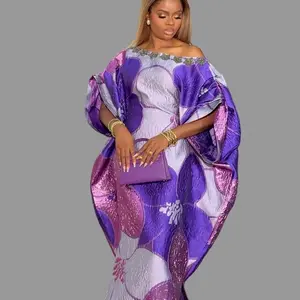 Boubou Dress Luxury African Dress with Elegant Floral Print Asymmetric Design for Special Occasions Handmade Pure Silk Rich Brocade Fine Cotton. Bubu . African dress Casual Womenswear Elegance