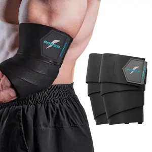 1 Pair Premium Elbow Wraps for Weightlifting & Powerlifting - Support & Guard for Bench Press, Heavy-Duty Gym Workouts, Reinforced Protection, All-Season Use, Gray/Black, Workout Warmth Retention | Sleek Wrap Design | Flexible Workout Gear
