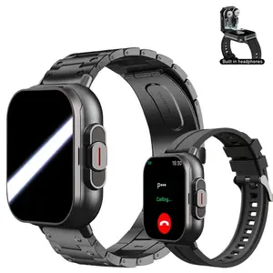 Men's Smart Watch with Built-in Wireless Earbuds, Wireless Calling for iPhone and Android, Perfect Birthday Gift, Health Fitness Smartwatch, Quartz Digital Display